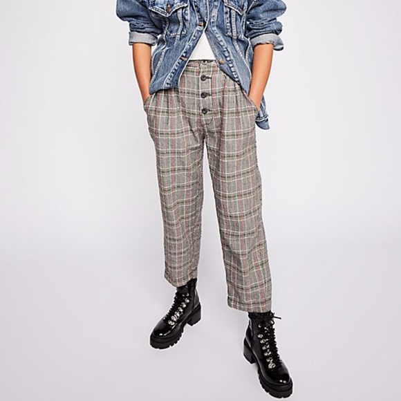 Free People Pants - Free People Multicolor Plaid Buttondown Trousers